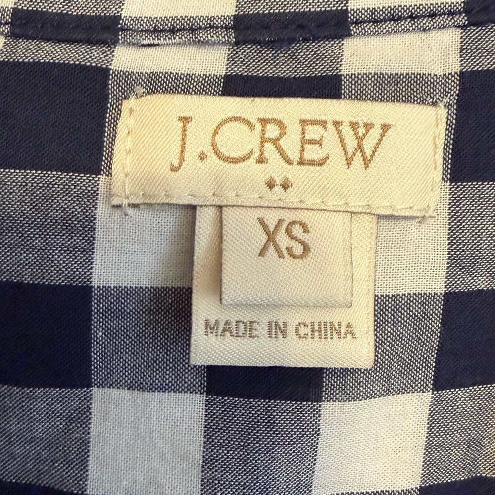 J. Crew Navy & White Gingham Button Down Shirt Single Front Pocket 100% Cotton - Picture 3 of 5
